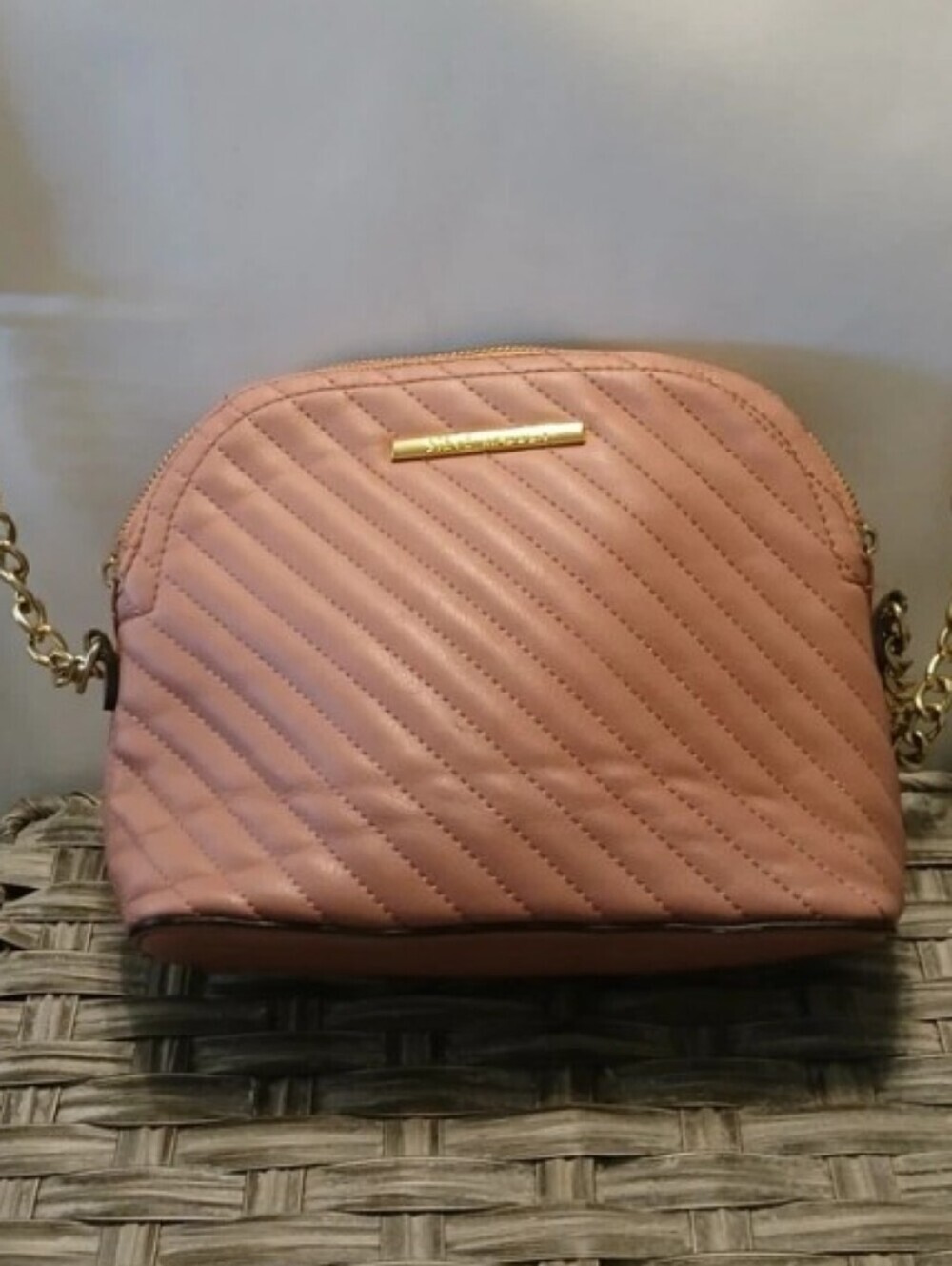 > Steve Madden Quilted Pink Crossbody Bag with Chain Strap